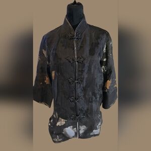 Tang Yi Sheer Frog Closure Kimono Large